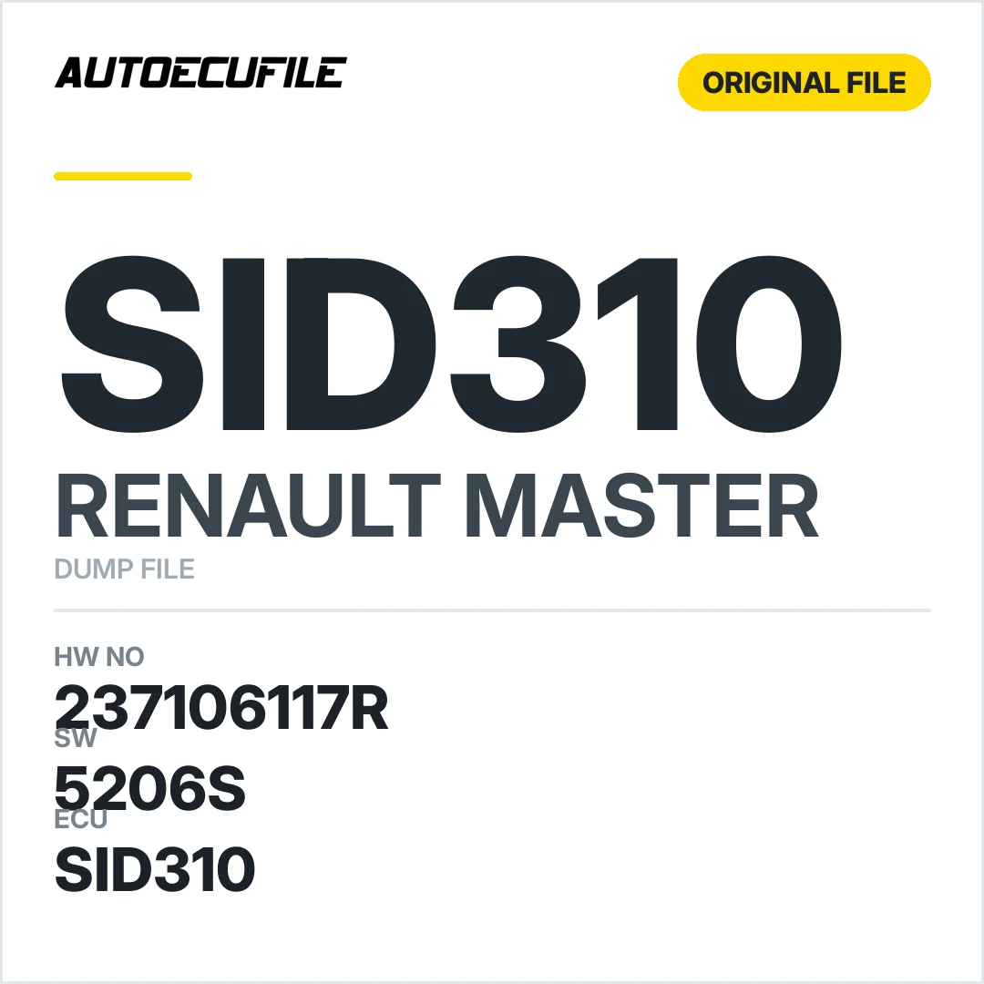 RENAULT MASTER SID310 237106117R 1133S 5206S 10296181AA DUMP