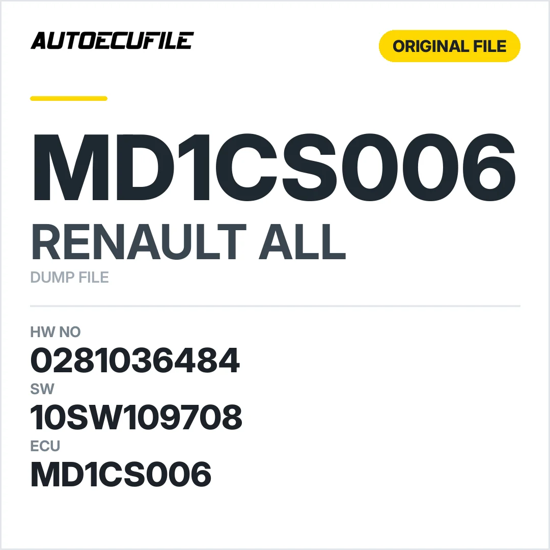 RENAULT MD1CS006 0281036484 10SW050497 10SW109708 DUMP