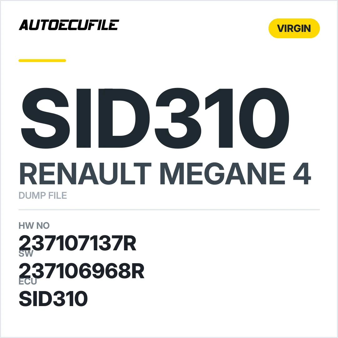 RENAULT MEGANE 4 SID310 237107137R 237106968R VIRGIN DUMP