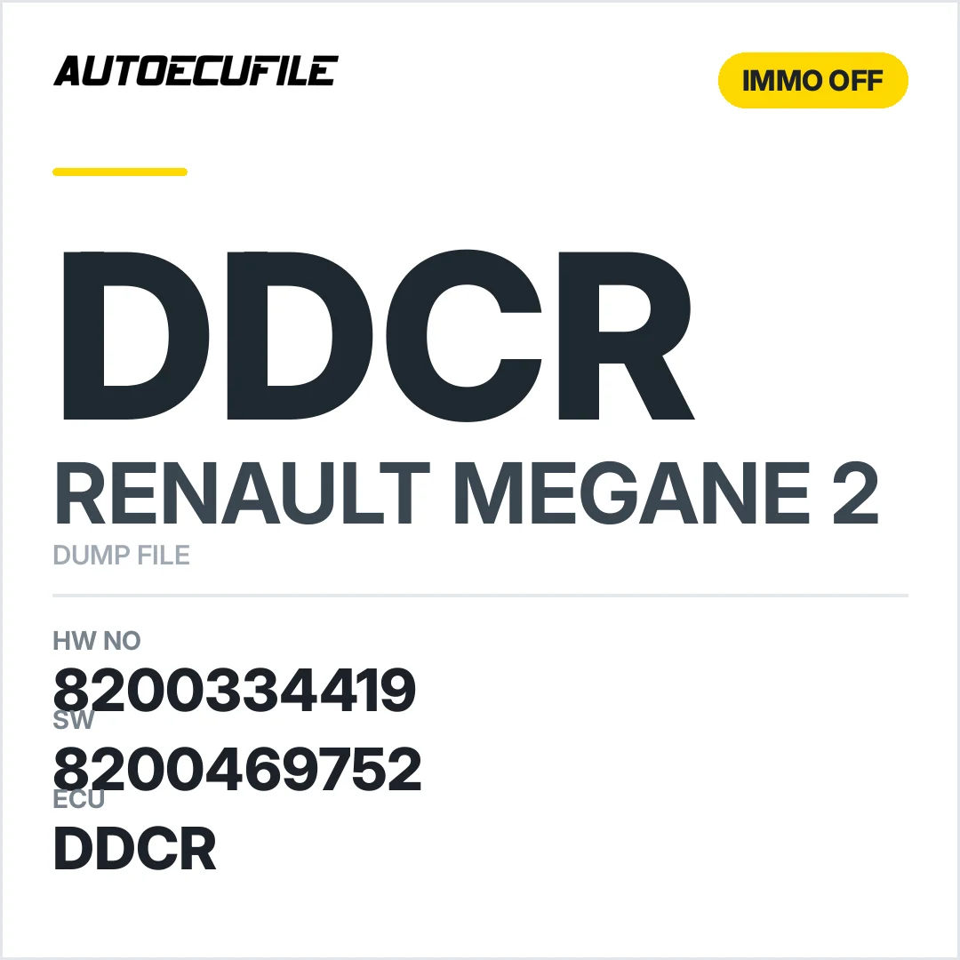 RENAULT MEGANE DDCR 8200334419 8200469340 8200469752 IMMO OFF DUMP
