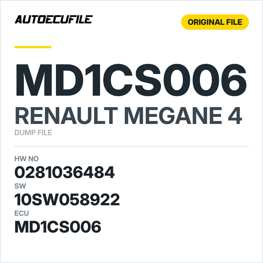 RENAULT MEGANE MD1CS006 0281036484 10SW050497 10SW058922 DUMP