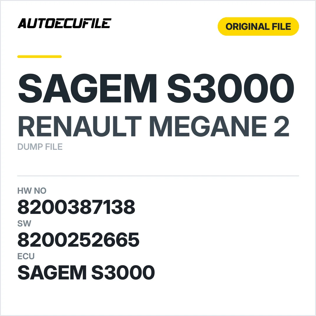 RENAULT MEGANE S3000 8200387138 8200252665 DUMP