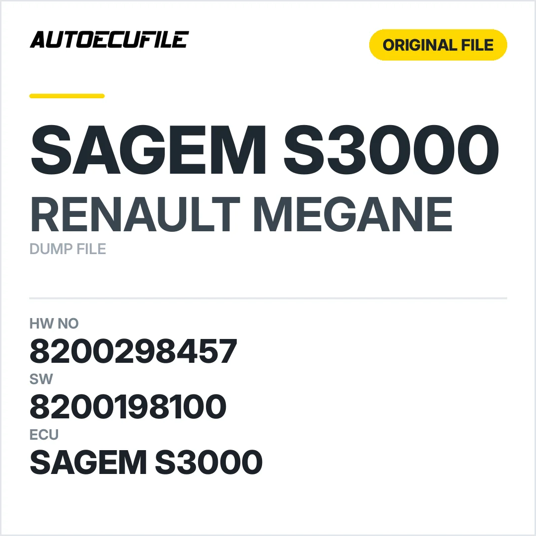 RENAULT MEGANE SAGEM S3000 8200298457 8200198100 DUMP