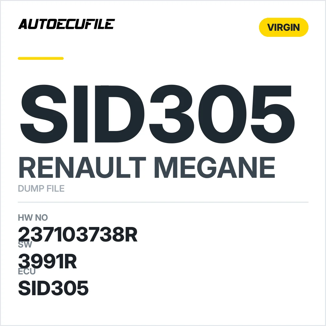 RENAULT MEGANE SID305 237103738R 3991R VIRGIN DUMP