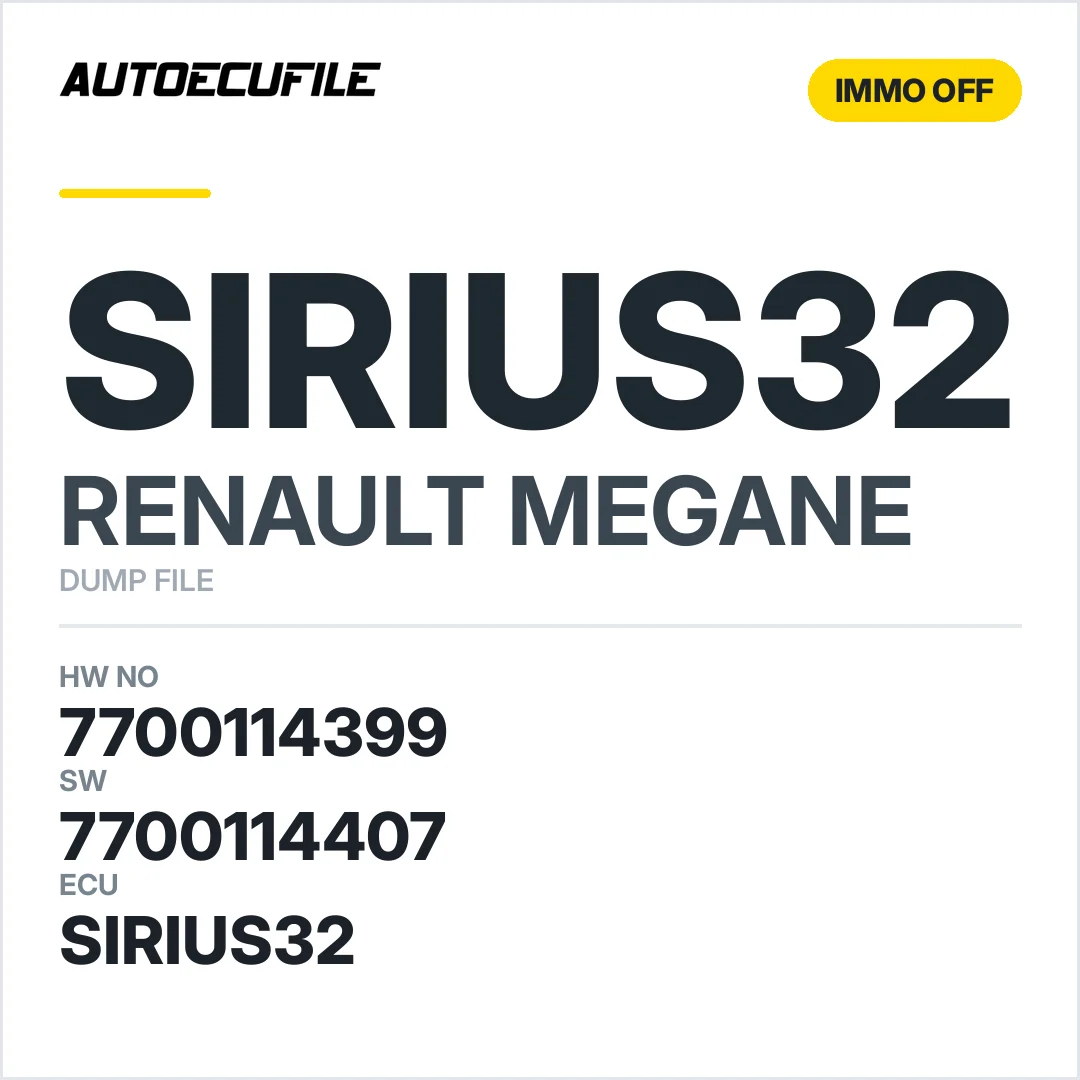 RENAULT MEGANE SIRIUS32 7700114399 7700114407 IMMO OFF DUMP