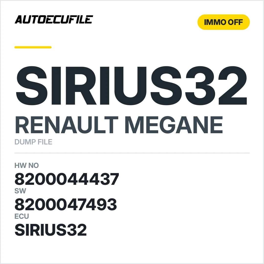 RENAULT MEGANE SIRIUS32 8200044437 8200047493 IMMO OFF DUMP