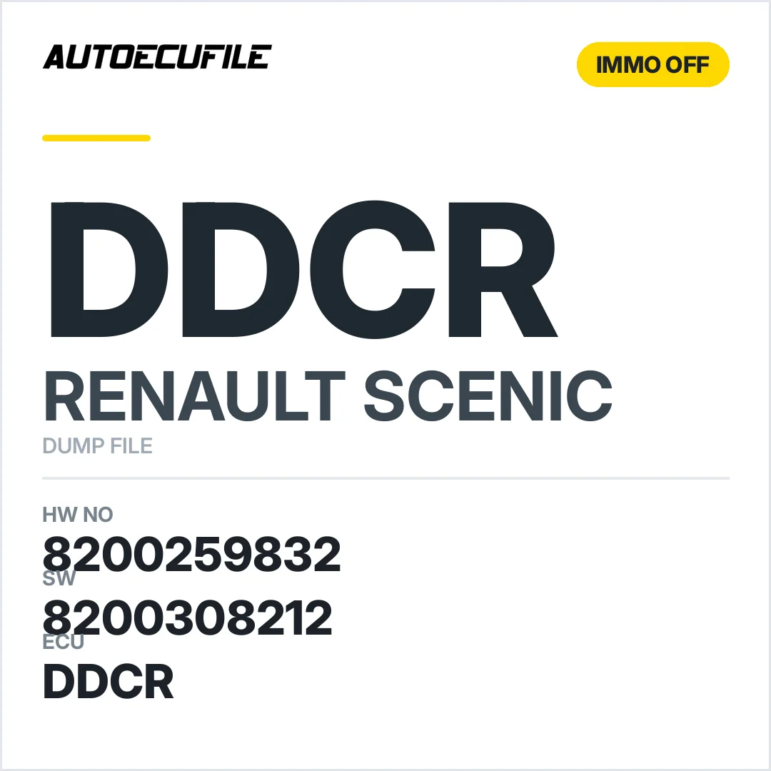 RENAULT SCENIC DDCR 8200259832 8200308212 IMMO OFF DUMP