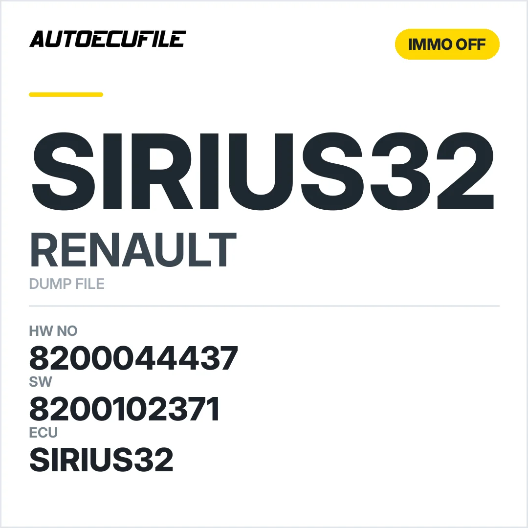 RENAULT SIRIUS32 8200044437 8200102371 IMMO OFF DUMP