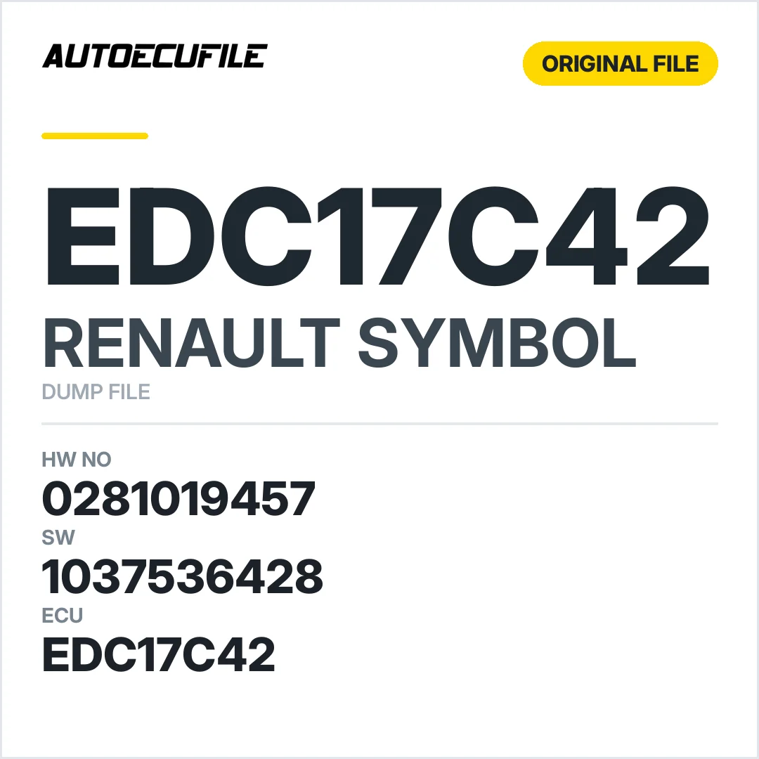 RENAULT SYMBOL EDC17C42 0281019457 1037526652 1037536428 DUMP