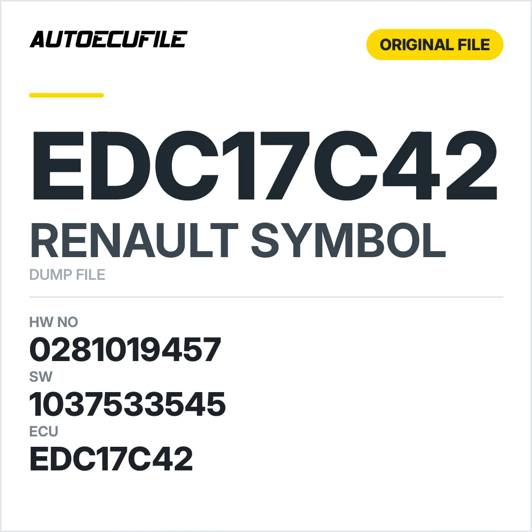 RENAULT SYMBOL EDC17C42 0281019457 1037533545 DUMP