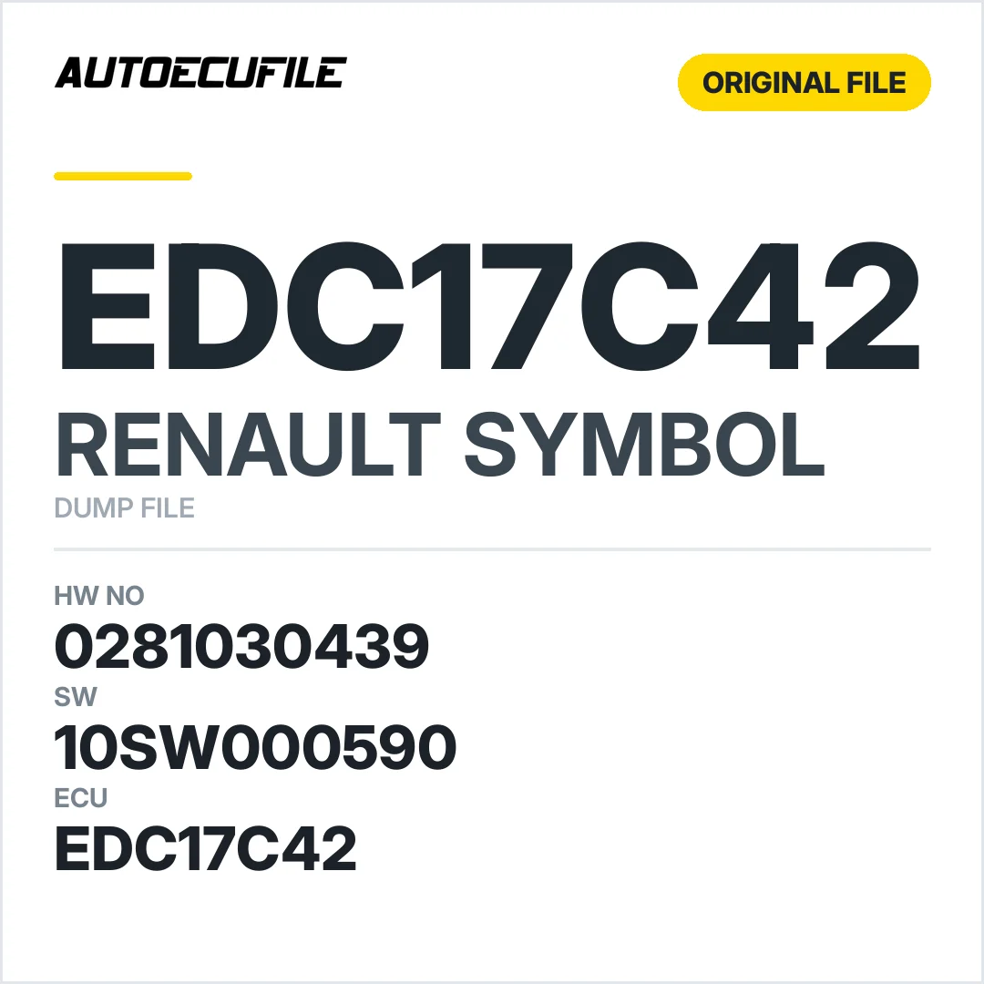 RENAULT SYMBOL EDC17C42 0281030439 10SW000590 DUMP
