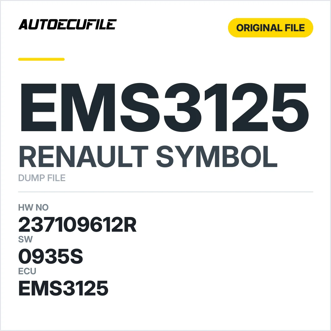 RENAULT SYMBOL  EMS3125 237109612R 0935S DUMP