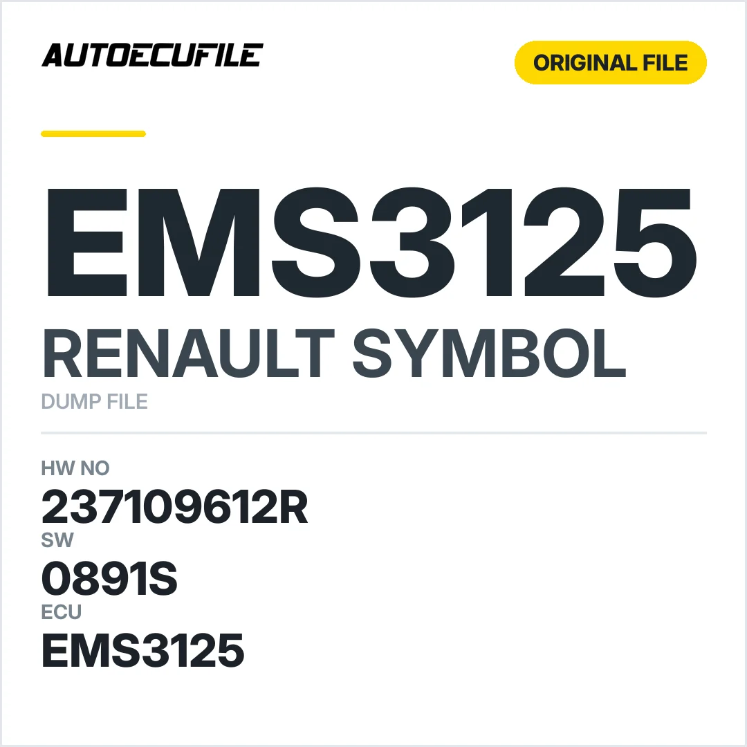 RENAULT SYMBOL EMS3125 237109612R 8697R 0891S DUMP