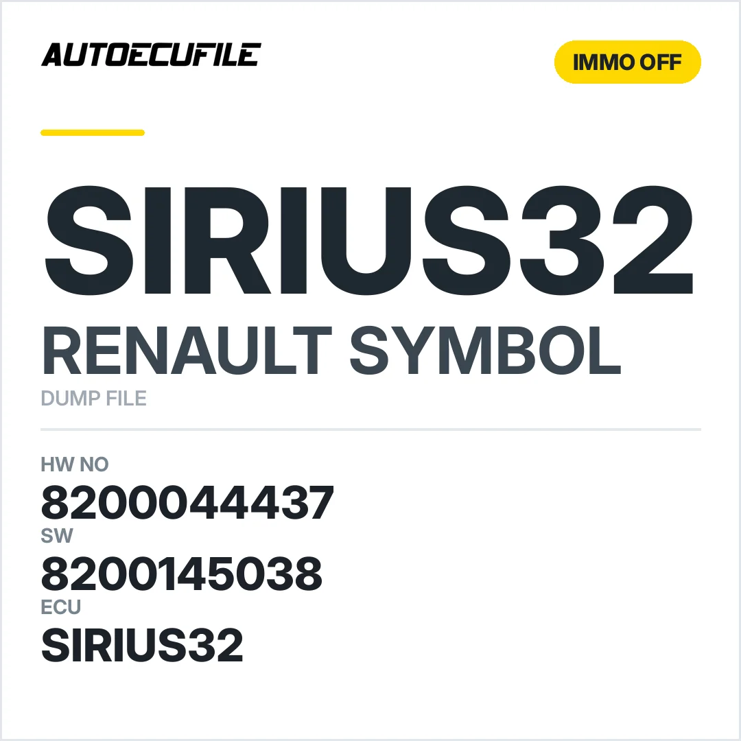 RENAULT SYMBOL SIRIUS32 8200044437 8200145038 IMMO OFF DUMP