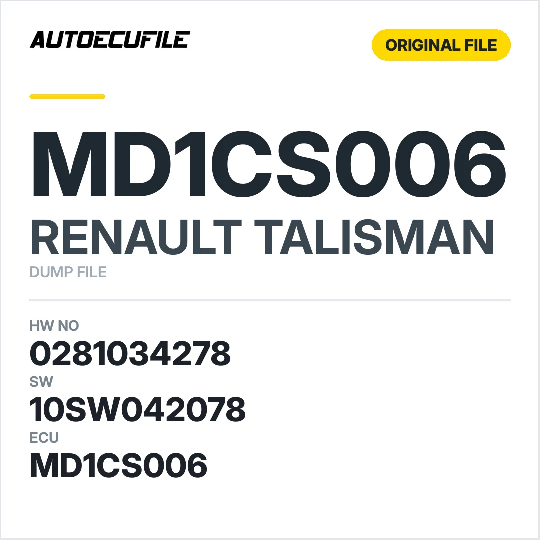 RENAULT TALISMAN MD1CS006 0281034278  10SW033371 10SW042078 DUMP