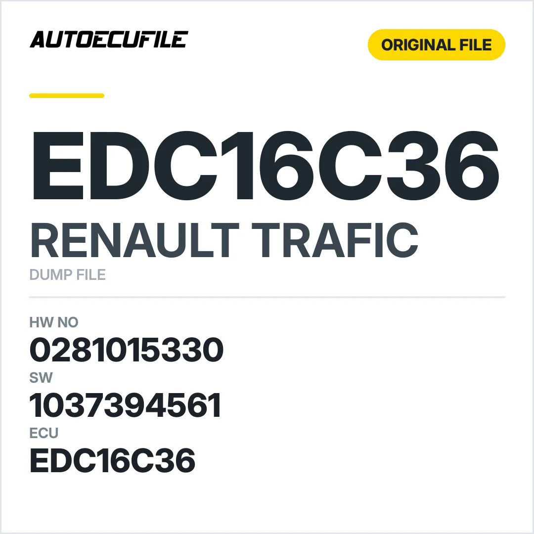 RENAULT TRAFIC EDC16C36 0281015330 1037394561 DUMP
