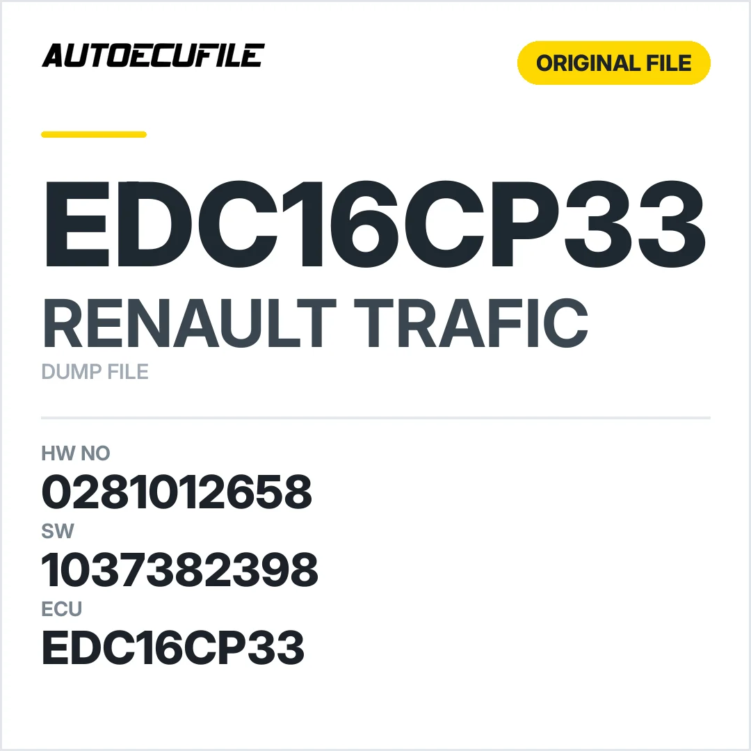 RENAULT TRAFIC EDC16CP33 0281012658 1037382398 DUMP