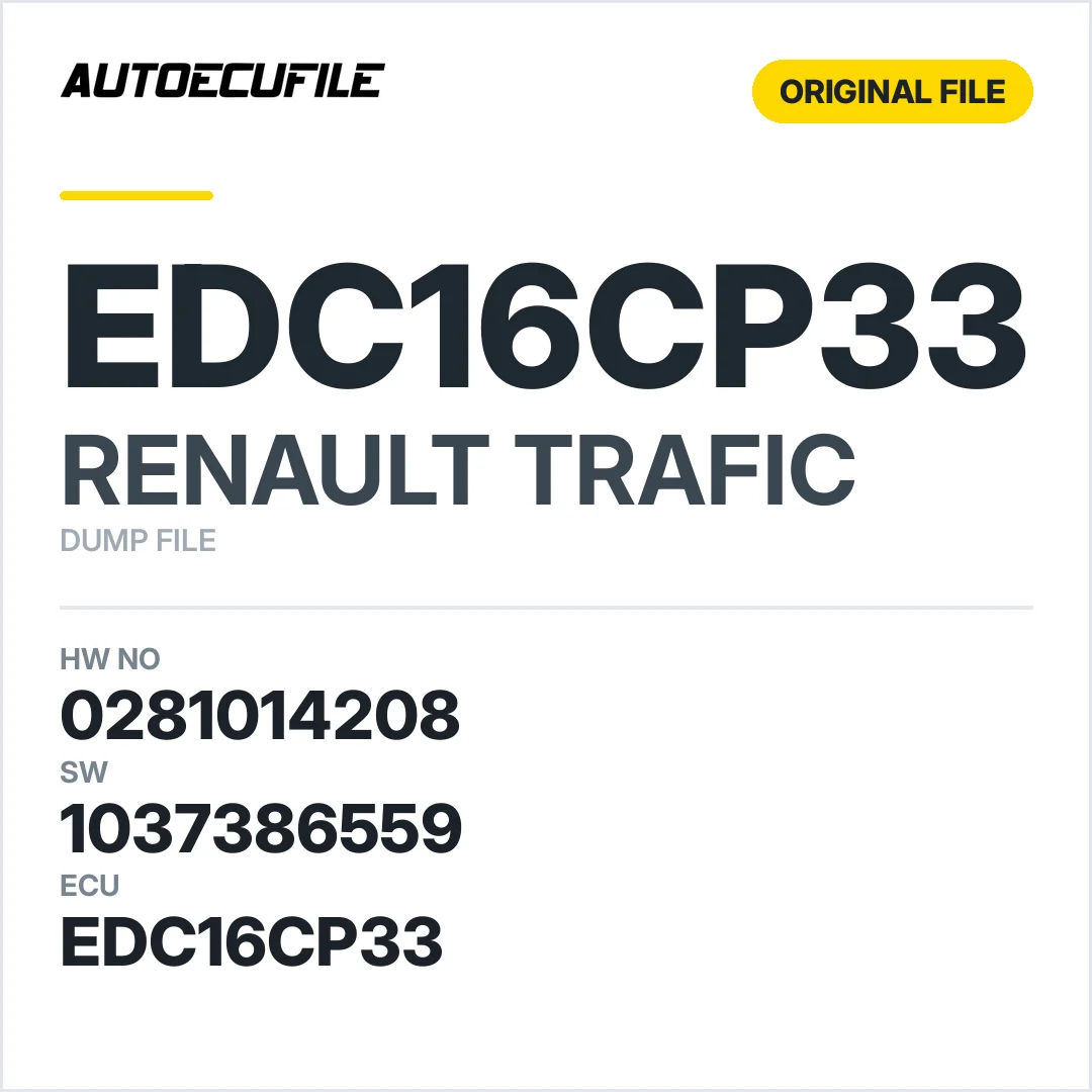 RENAULT TRAFIC EDC16CP33 0281014208 1037386559 DUMP