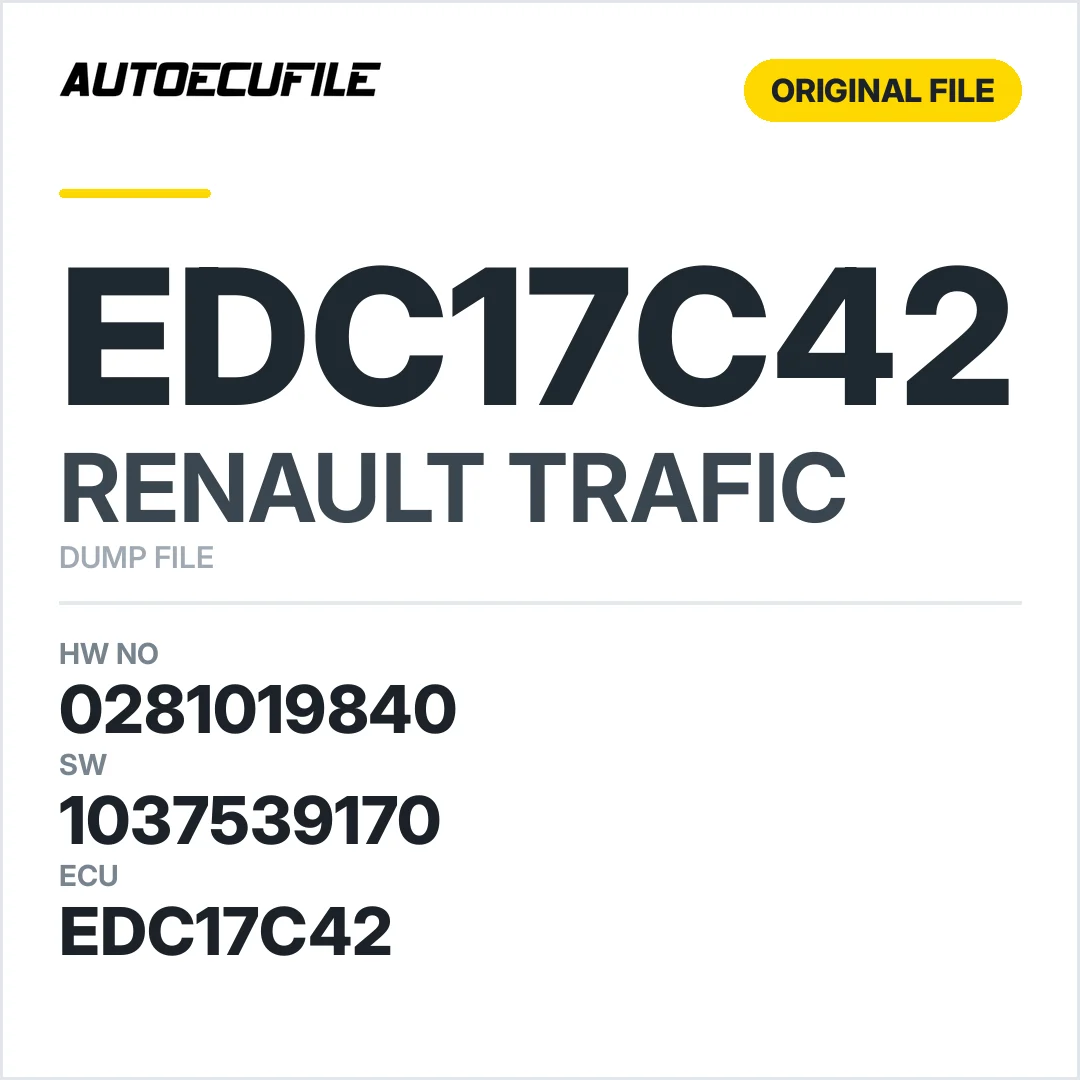 RENAULT TRAFIC EDC17C42 0281019840 1037539170 DUMP