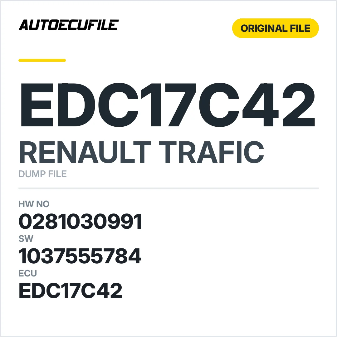 RENAULT TRAFIC EDC17C42 0281030991 1037555784 DUMP