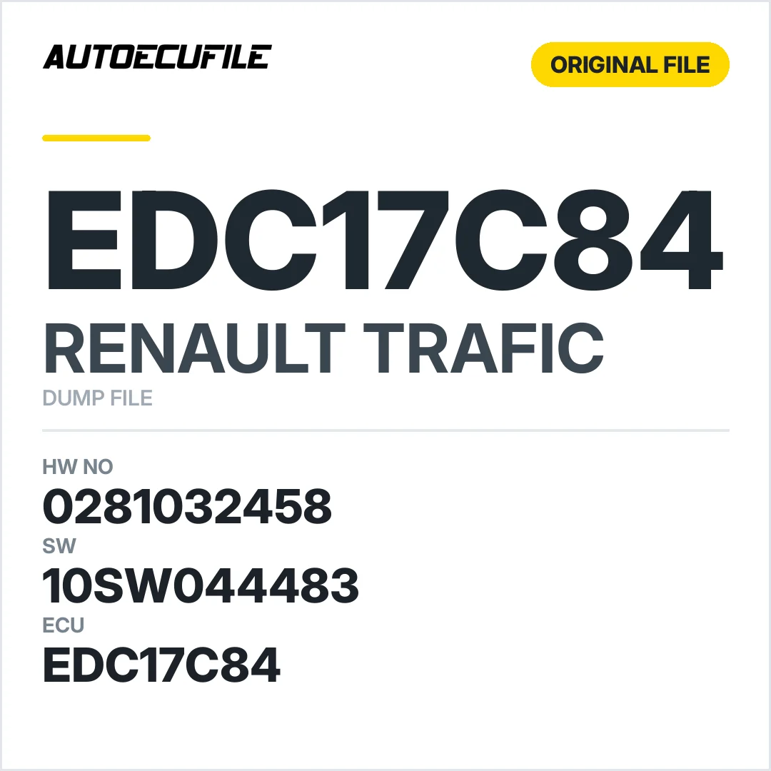 RENAULT TRAFIC EDC17C84 0281032458 1037556808 10SW044483 DUMP