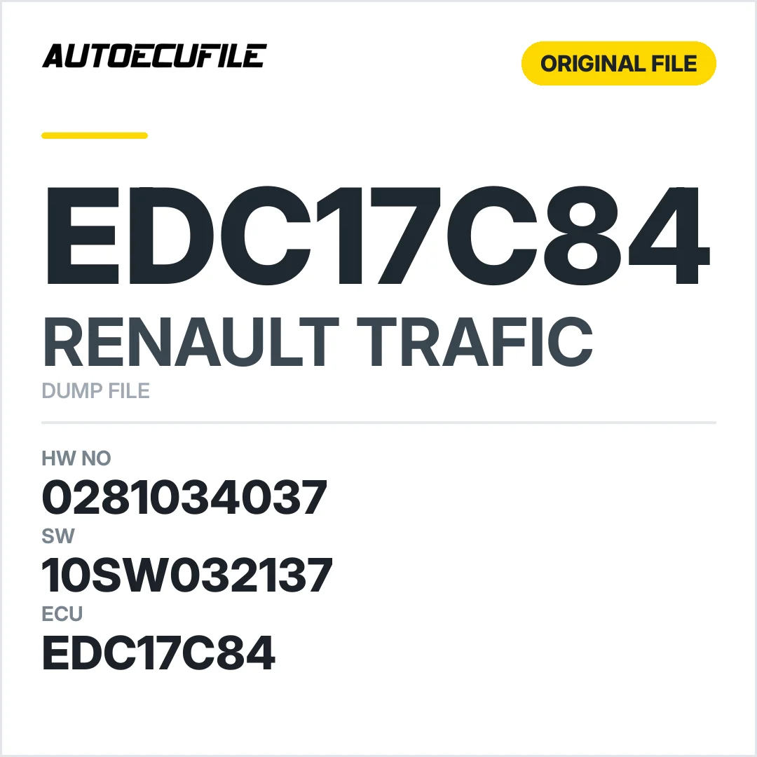 RENAULT TRAFIC EDC17C84 0281034037 10SW014336 10SW032137 DUMP