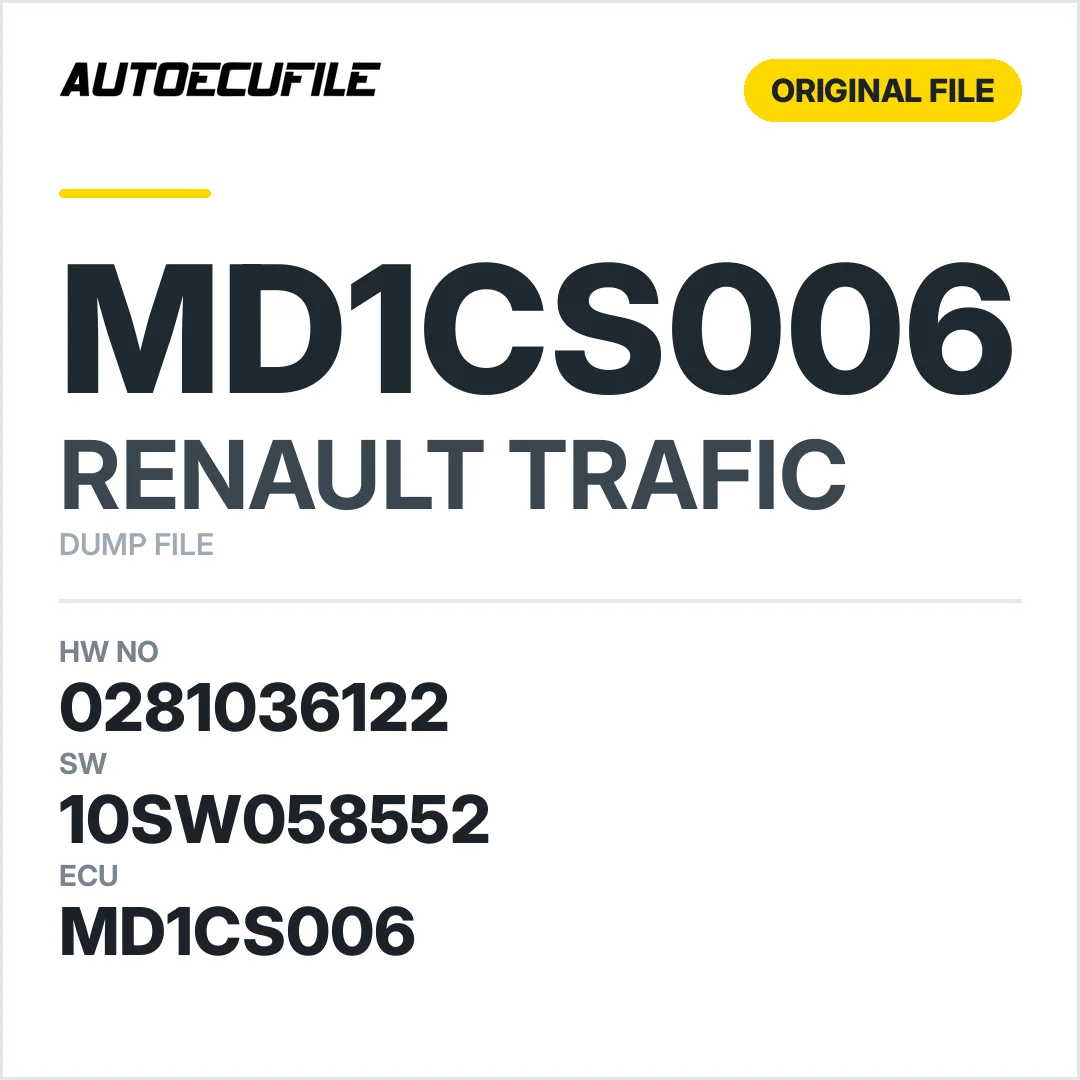 RENAULT TRAFIC MD1CS006 0281036122 10SW050224 10SW058552 DUMP
