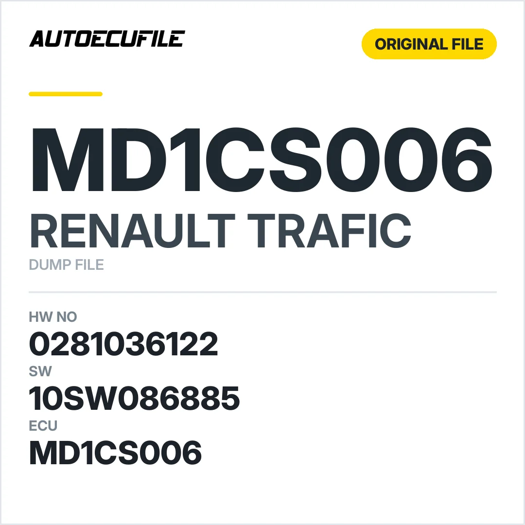 RENAULT TRAFIC MD1CS006 0281036122  10SW050224 10SW086885 DUMP