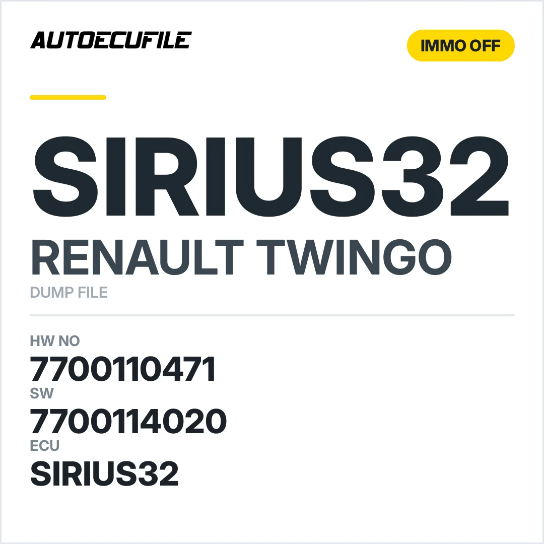 RENAULT TWINGO SIRIUS32 7700110471 7700114020 IMMO OFF DUMP