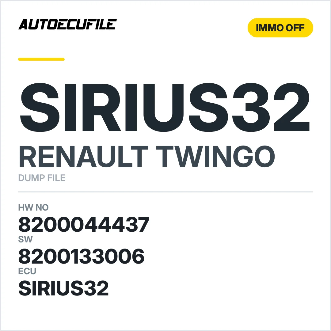 RENAULT TWINGO SIRIUS32 8200044437 8200133006 IMMO OFF DUMP