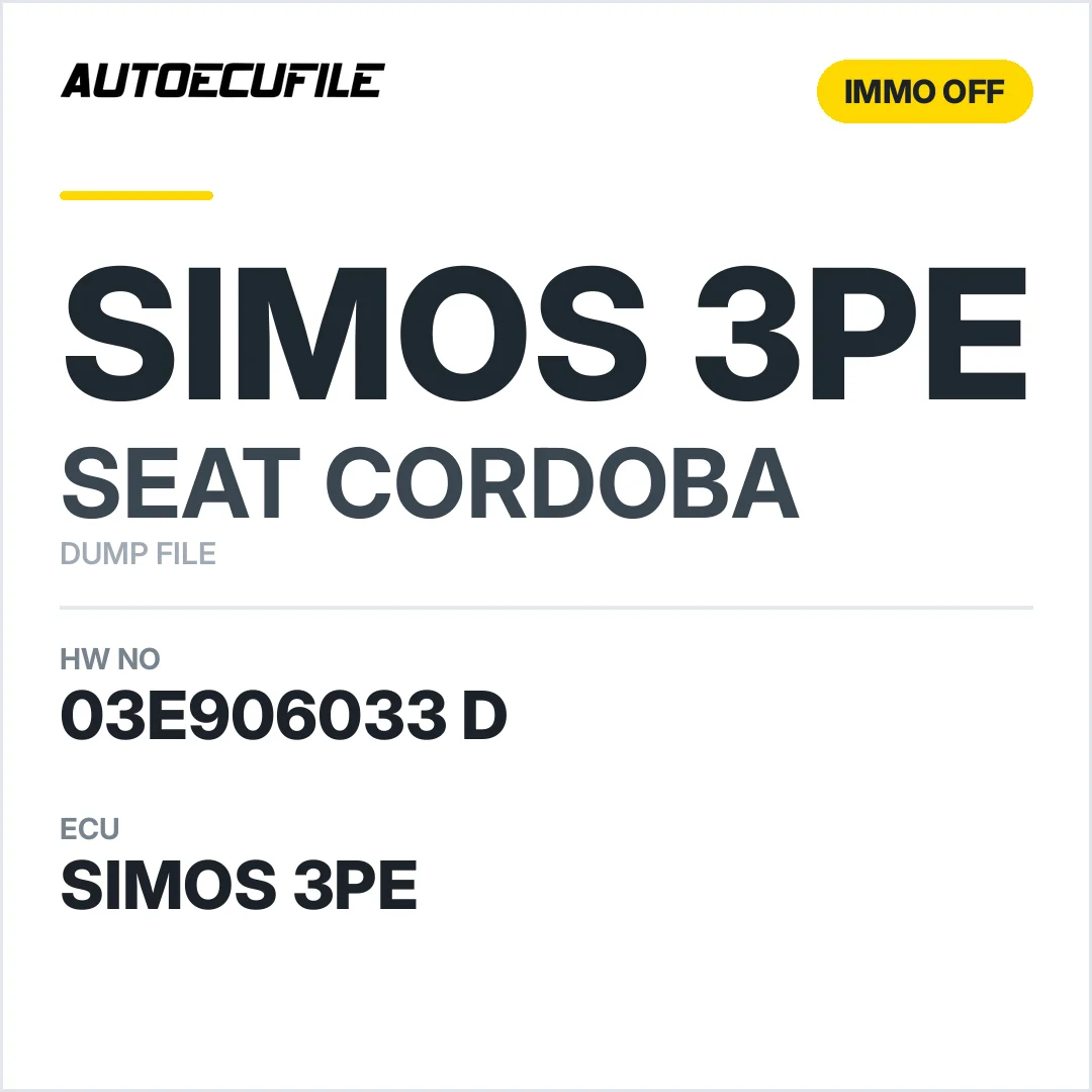 SEAT CORDOBA SIMOS 3PE 03E906033 D IMMO OFF DUMP