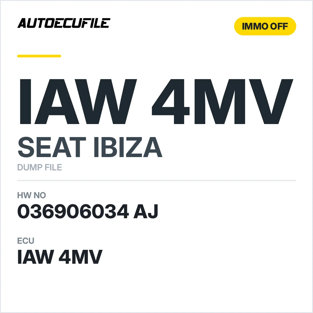 SEAT IBIZA IAW 4MV 036906034 AJ IMMO OFF DUMP