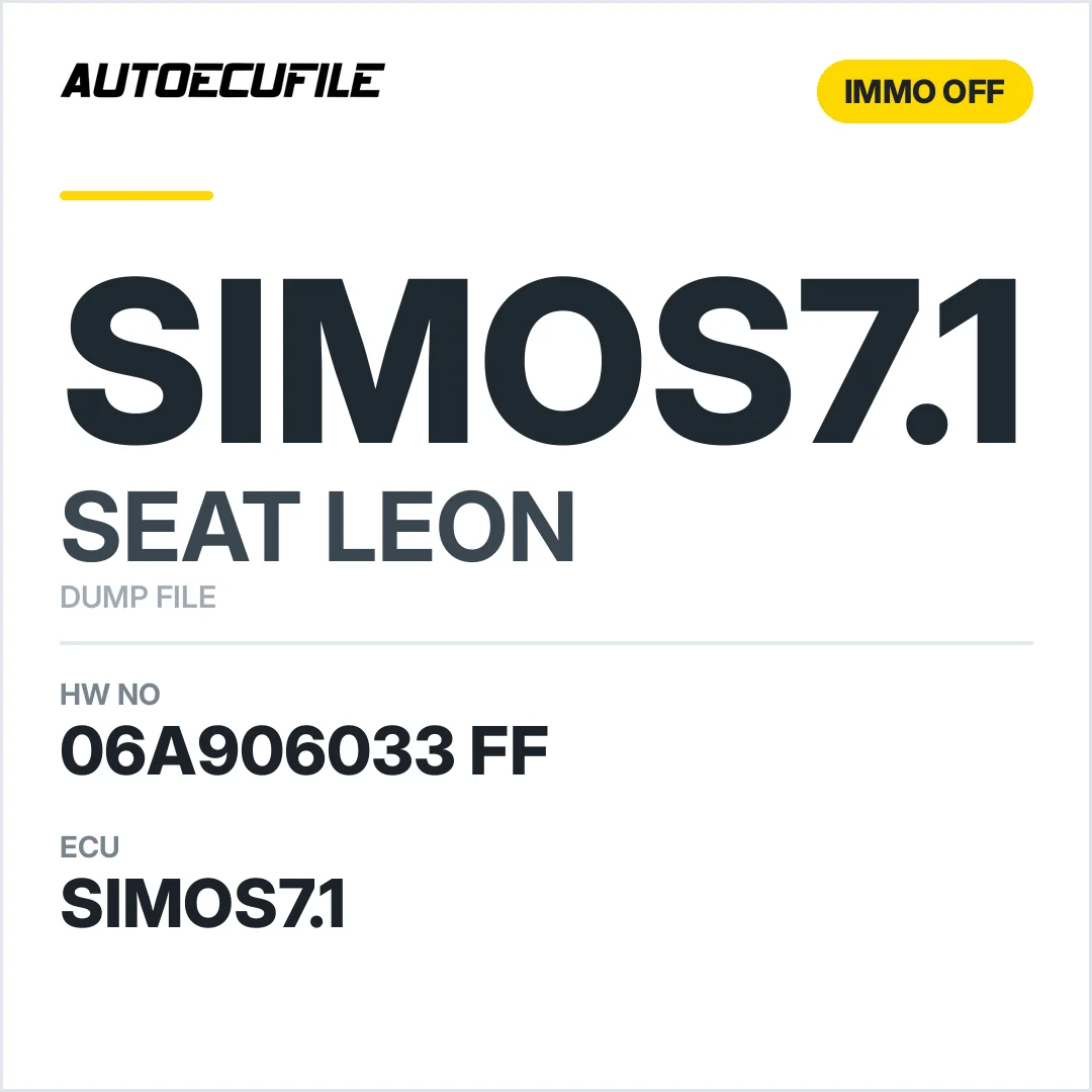 SEAT LEON SIMOS7.1 06A906033 FF IMMO OFF DUMP