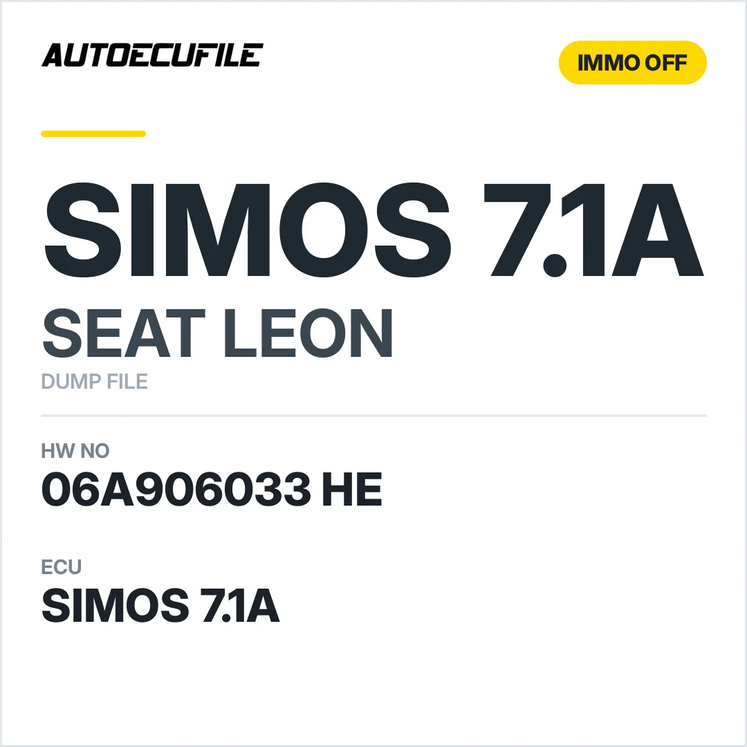 SEAT LEON SIMOS7.1A 06A906033 HE IMMO OFF DUMP