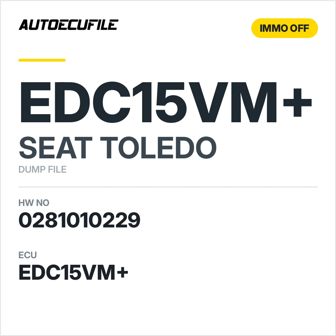 SEAT TOLEDO EDC15VM+ 0281010229 038906012 BT IMMO OFF DUMP
