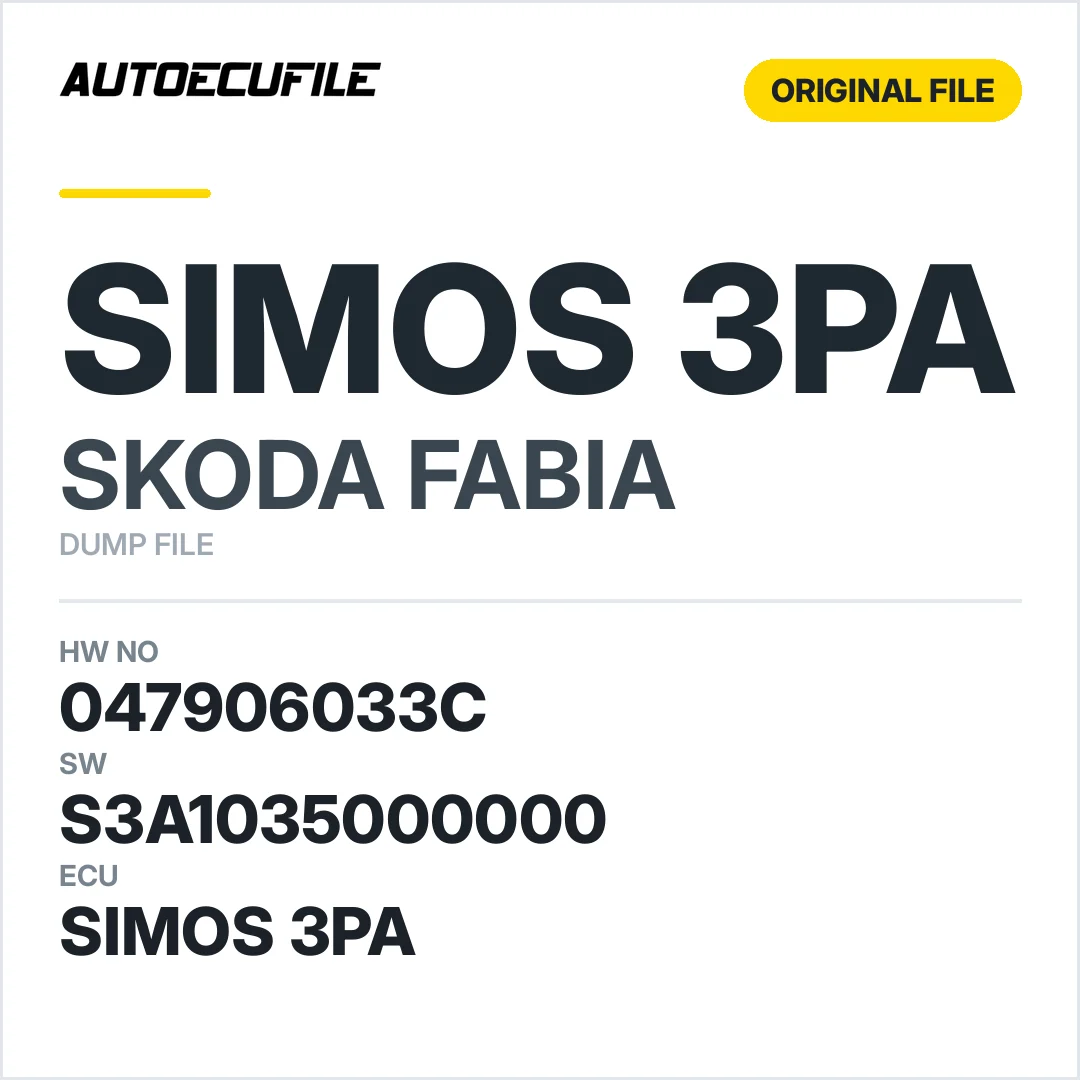 SKODA FABIA SIMOS 3PA 047906033C  5WP44199 S3A1035000000 DUMP