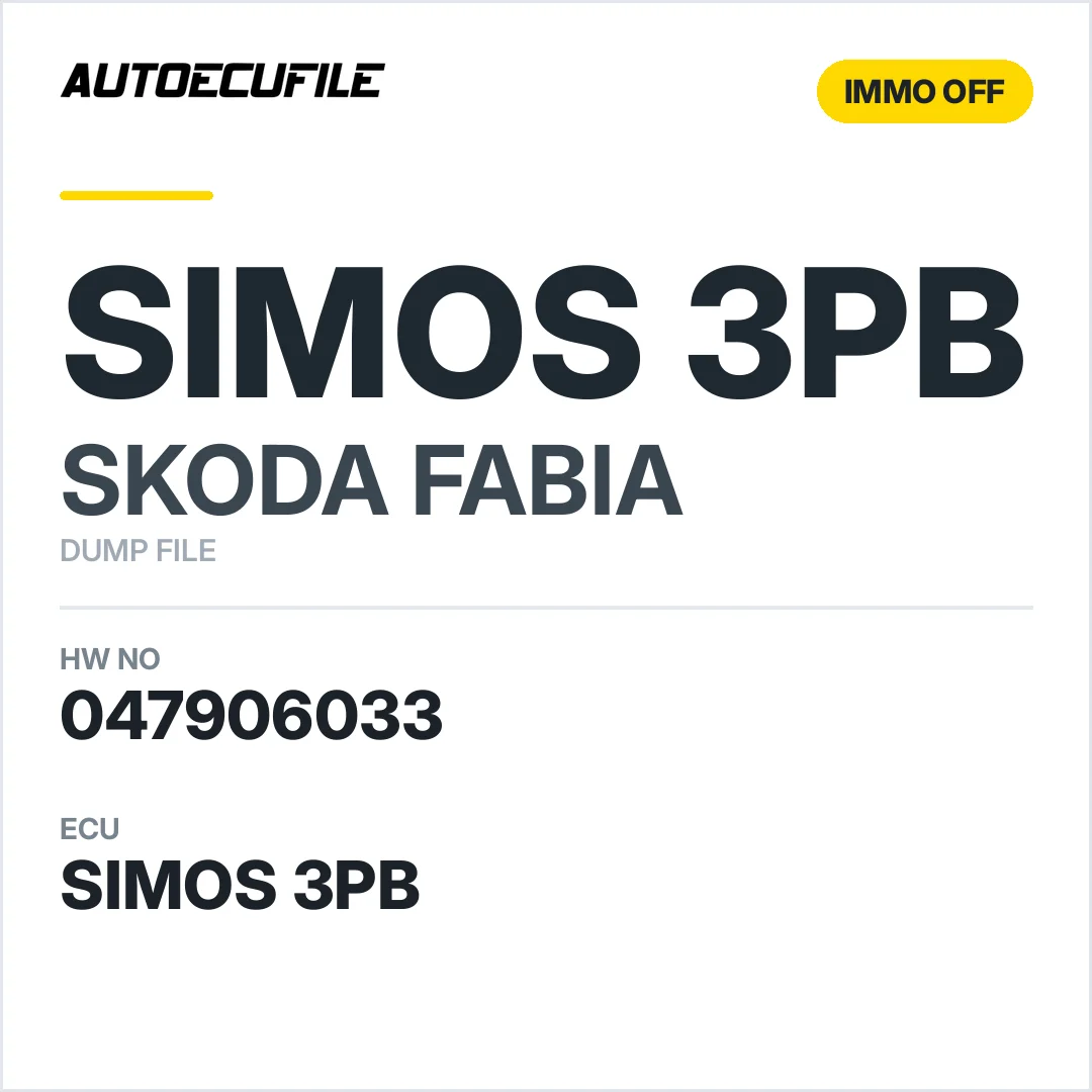 SKODA FABIA SIMOS 3PB 047906033 IMMO OFF DUMP