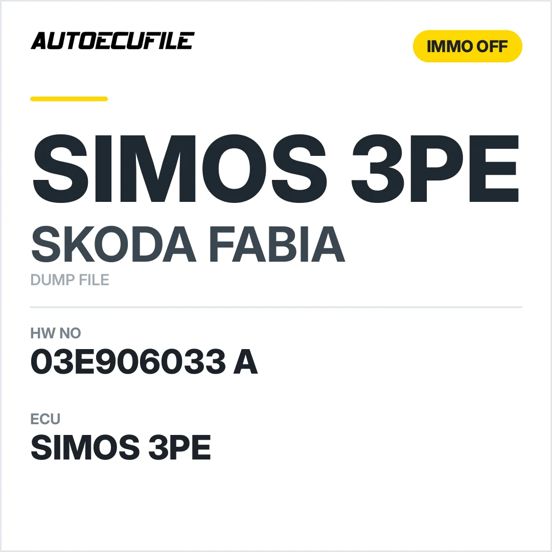 SKODA FABIA SIMOS 3PE 03E906033 A IMMO OFF DUMP