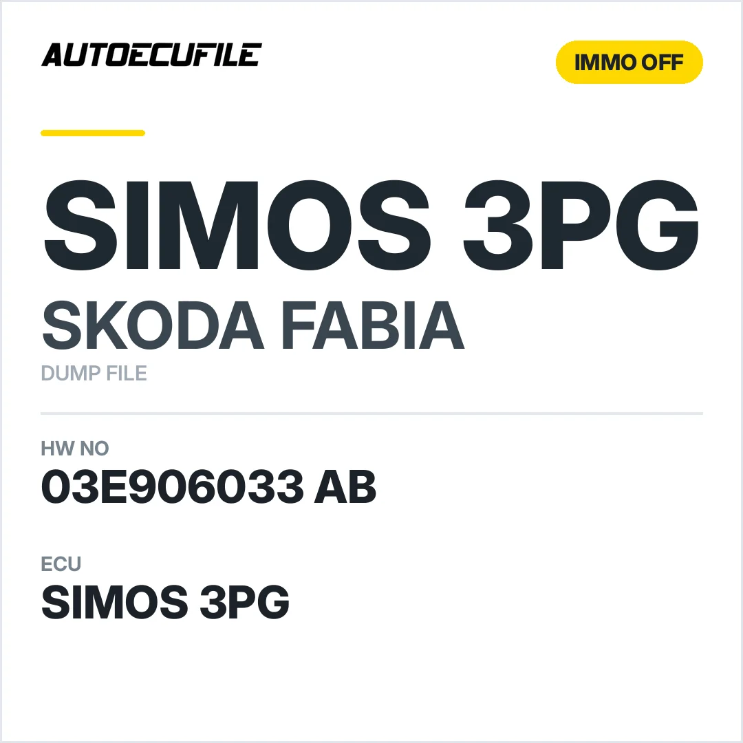 SKODA FABIA SIMOS 3PG 03E906033 AB IMMO OFF DUMP