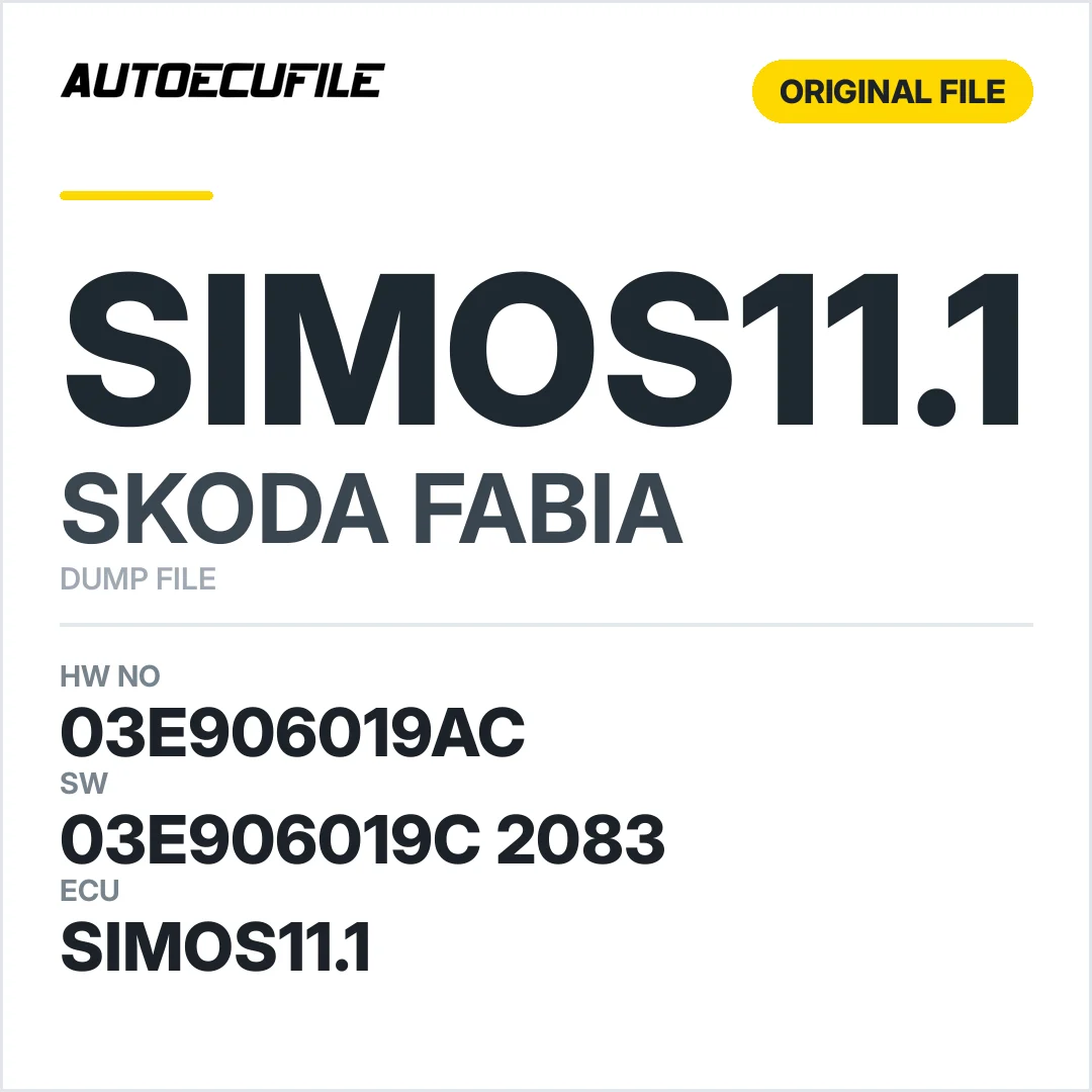 SKODA FABIA SIMOS11.1 03E906019C 03E906019AC 2083 DUMP