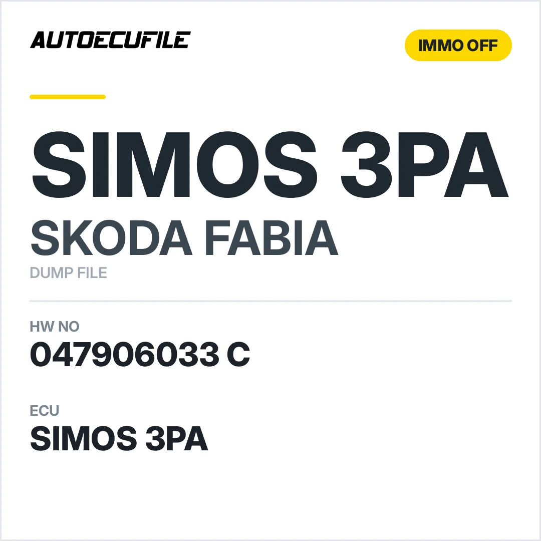 SKODA FABIA SIMOS3PA 047906033 C IMMO OFF DUMP