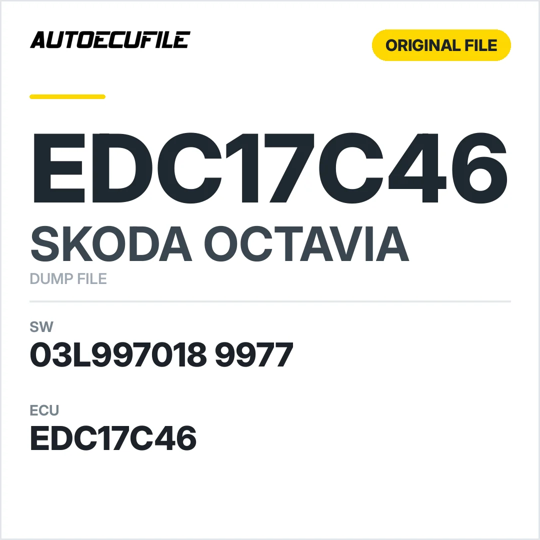 SKODA OCTAVIA EDC17C46 03L997018 9977 1037560941 DUMP