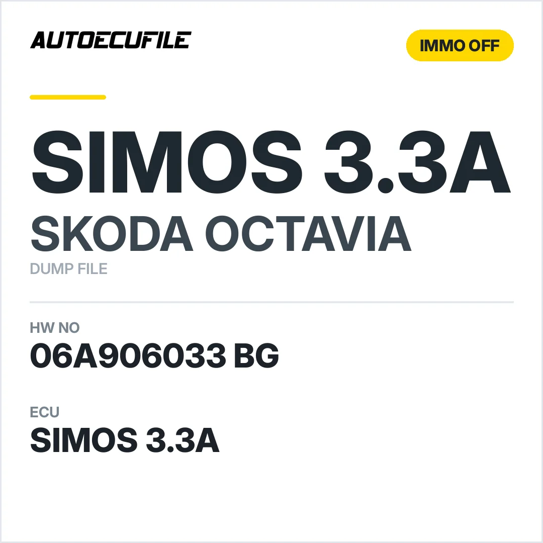 SKODA OCTAVIA SIMOS3.3A 06A 906033 BG 5WP4 0156 IMMO OFF DUMP