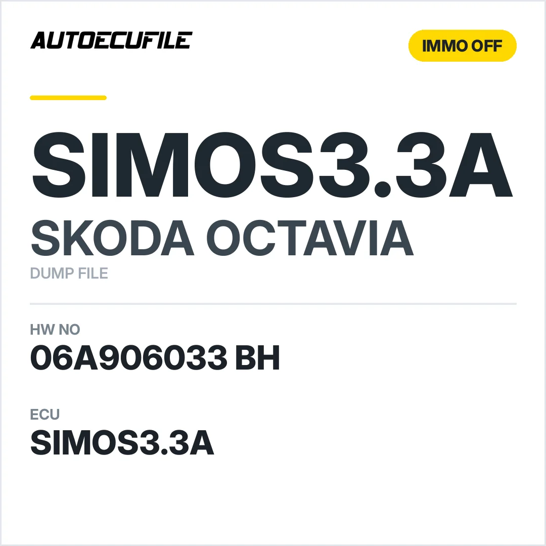SKODA OCTAVIA SIMOS3.3A 06A906033 BH IMMO OFF DUMP