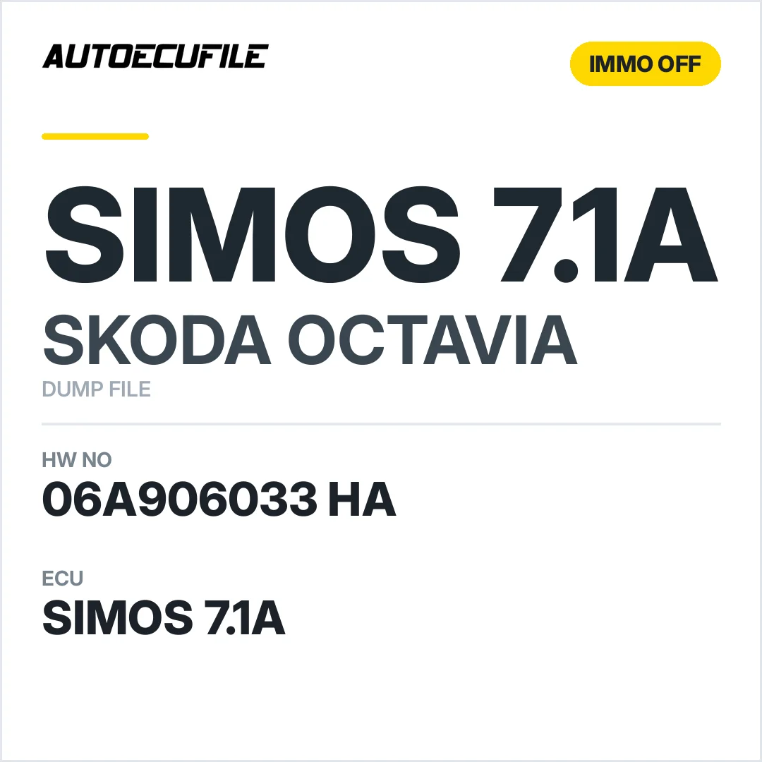 SKODA OCTAVIA SIMOS7.1A  06A906033 HA IMMO OFF DUMP
