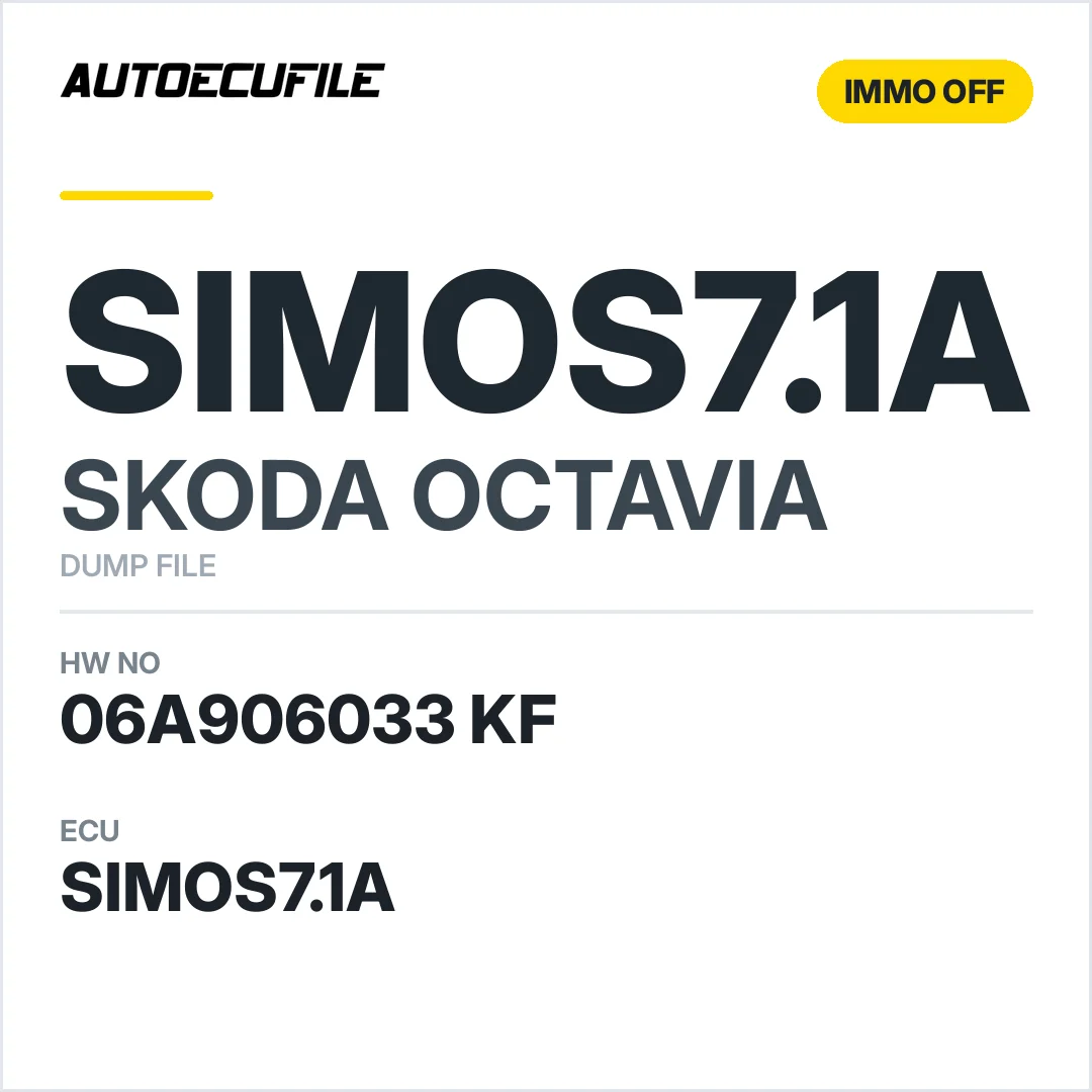 SKODA OCTAVIA SIMOS7.1A 06A906033 KF 5WP40393 IMMO OFF DUMP