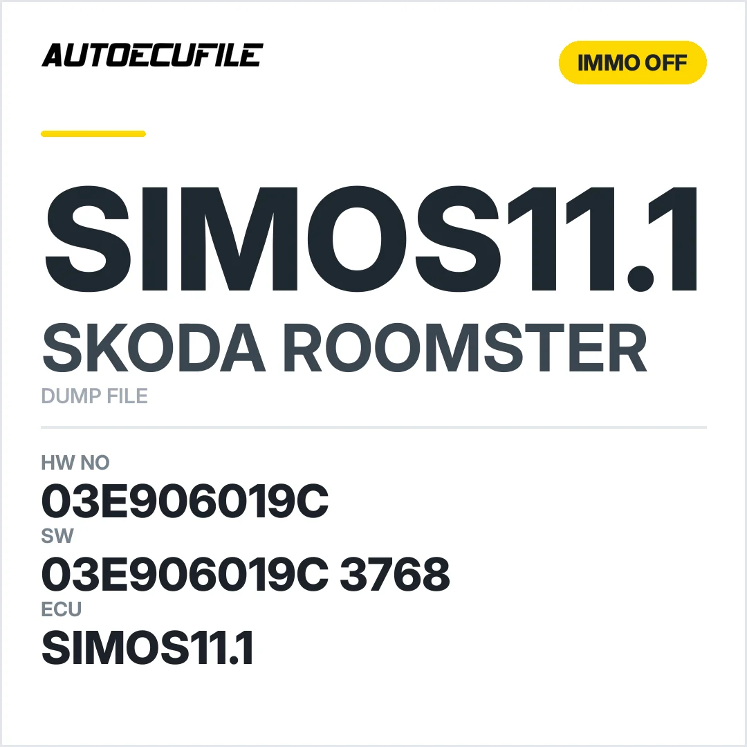 SKODA ROOMSTER SIMOS11.1 03E906019C 03E906019C 3768 IMMO OFF DUMP