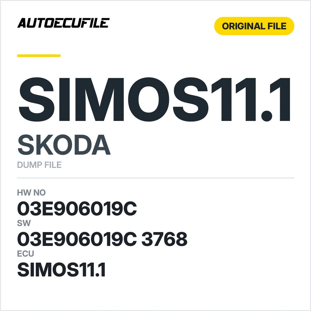 SKODA SIMOS11.1 03E906019C 03E906019C 3768 DUMP