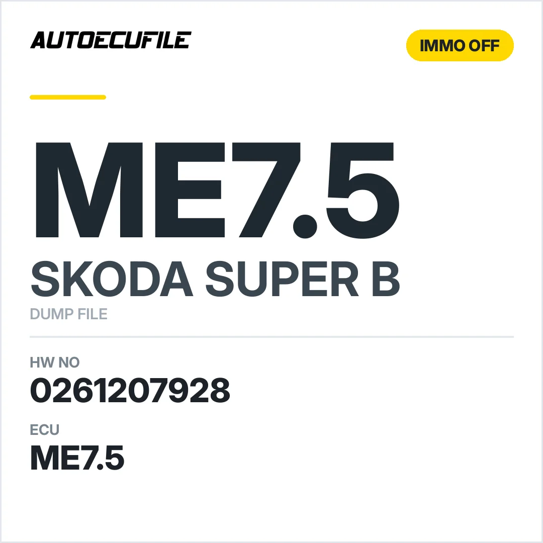SKODA SUPER B ME7.5 0261207928 4B0906018 DH IMMO OFF DUMP