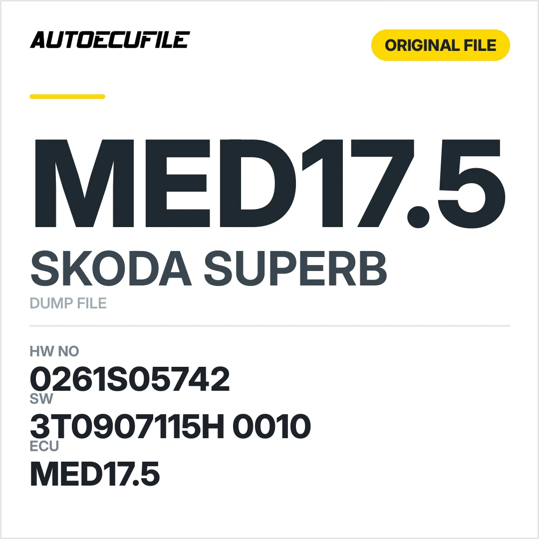 SKODA SUPERB MED17.5 3T0907115H 0010 1037504579 DUMP
